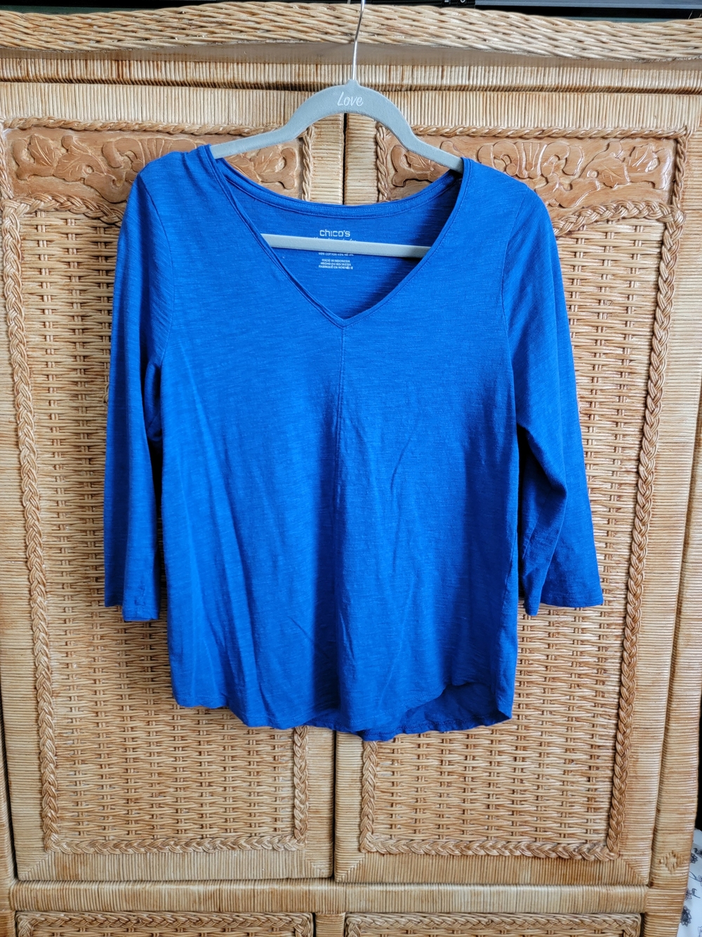 Chico's Royal Blue V-Neck Lightweight Long-Sleeve Top